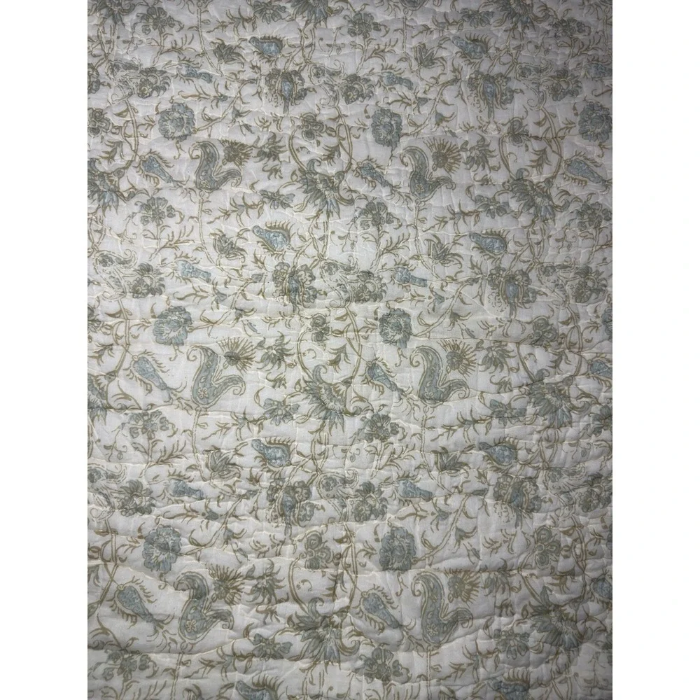 Pottery Barn Sham Set Paisley Medallion EURO Kantha Quilted Tie Closure Cotton